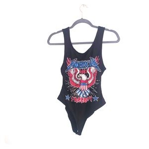 Black graphic print bodysuit